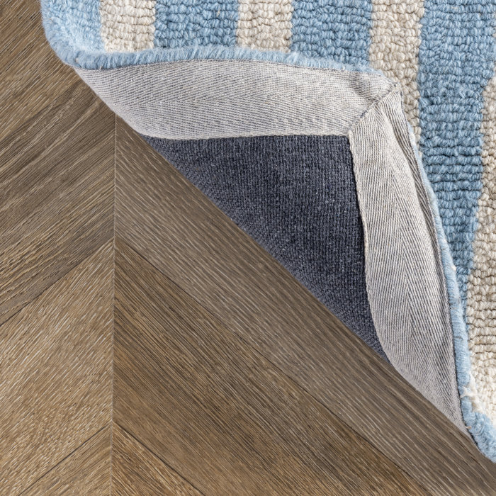 Corrigan Studio® Launceston Handmade Tufted Wool Blue/Ivory Area Rug